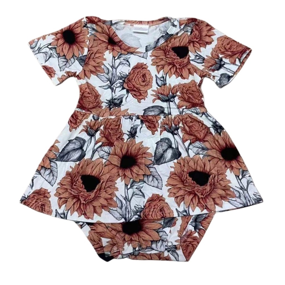 Fall Florals Bamboo Twirl / Skirted Bodysuit Leotard